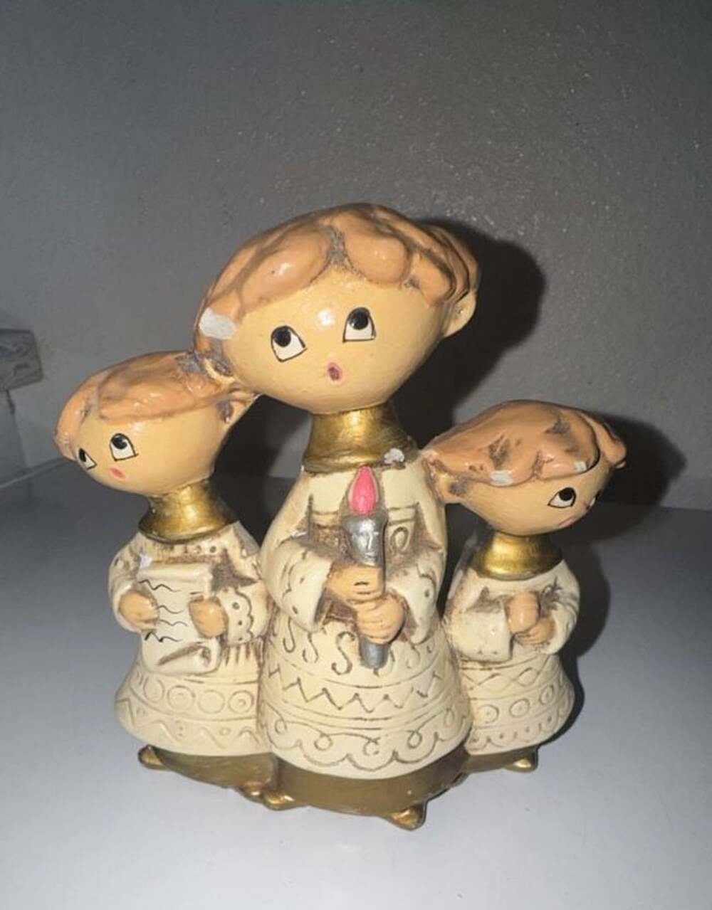 Vintage Mid-Century Christmas Choir Caroler Trio Figurine, Made in Japan